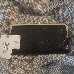 NWT HOBO Int'l Black Leather Lauren Wallet/Clutch